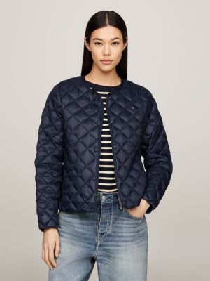blue lightweight down water repellent jacket for women tommy hilfiger