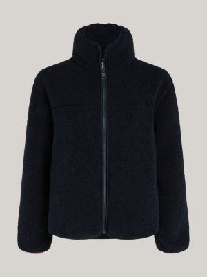 chaqueta amplia en tejido polar de peluche azul de mujeres tommy hilfiger