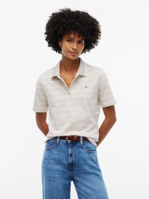 beige 1985 regular fit piqué-poloshirt für damen - tommy hilfiger