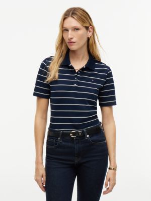 blue 1985 regular fit pique polo shirt for women tommy hilfiger