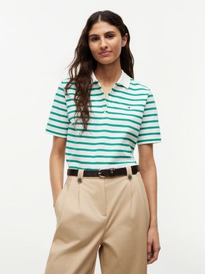 polo coupe standard 1985 en piqué green pour femmes tommy hilfiger