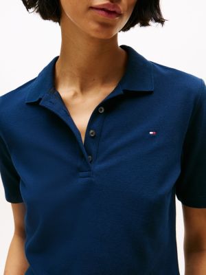 blauw 1985 collection regular fit polo met geborduurde vlag voor dames - tommy hilfiger