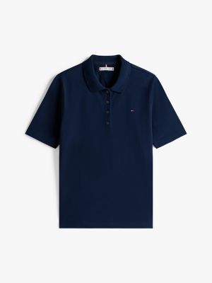 blauw 1985 collection regular fit polo met geborduurde vlag voor dames - tommy hilfiger