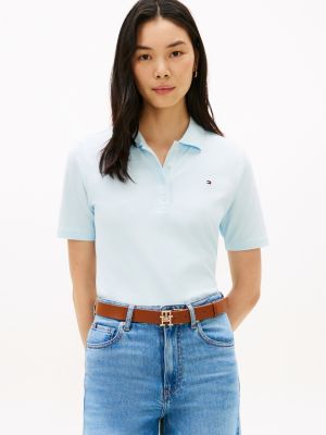blue 1985 regular fit pique polo shirt for women tommy hilfiger