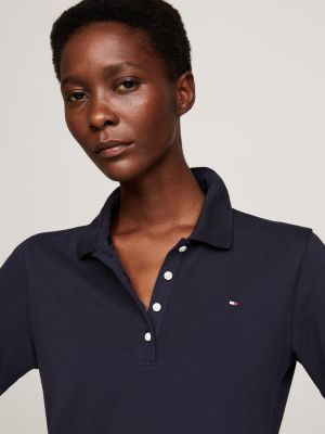 blauw 1985 collection regular fit polo met geborduurde vlag voor dames - tommy hilfiger