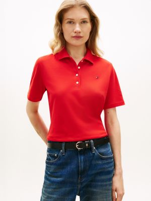 orange 1985 regular fit pique polo shirt for women tommy hilfiger
