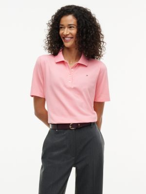 polo coupe standard 1985 en piqué pink pour femmes tommy hilfiger