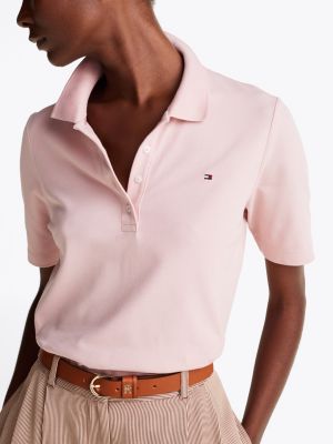 pink 1985 pique polo shirt for women tommy hilfiger