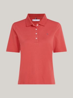 rood 1985 collection regular fit polo met geborduurde vlag voor dames - tommy hilfiger