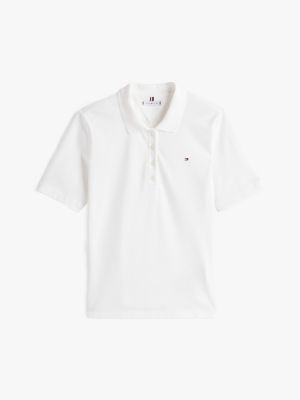 wit 1985 collection regular fit polo met geborduurde vlag voor dames - tommy hilfiger