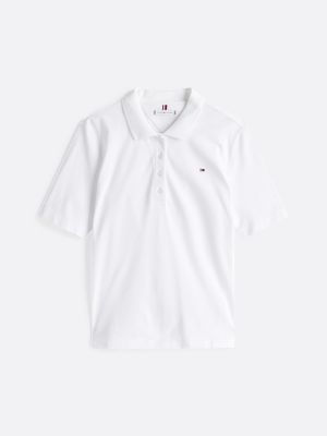 wit 1985 collection regular fit polo met geborduurde vlag voor dames - tommy hilfiger