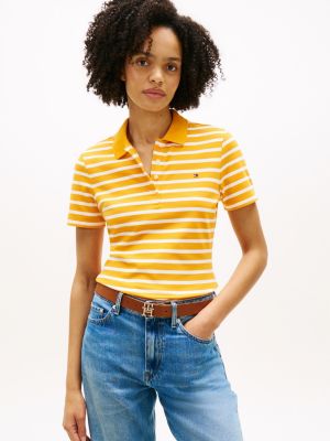 orange 1985 slim fit pique polo shirt for women tommy hilfiger