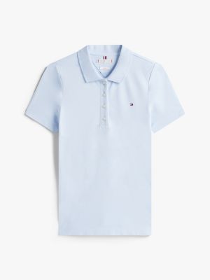 blauw 1985 collection slim fit polo met geborduurde vlag voor dames - tommy hilfiger