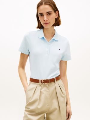 blue 1985 slim fit poloshirt aus baumwoll-piqué für damen - tommy hilfiger