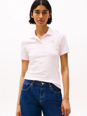 pink 1985 collection slim fit polo voor dames - tommy hilfiger