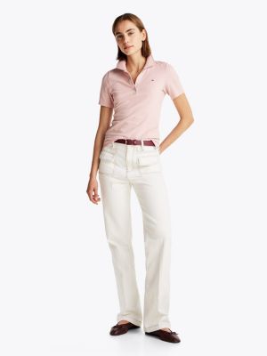 roze 1985 collection slim fit polo met geborduurde vlag voor dames - tommy hilfiger