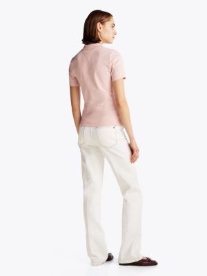 roze 1985 collection slim fit polo met geborduurde vlag voor dames - tommy hilfiger