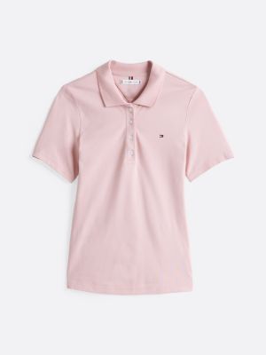 roze 1985 collection slim fit polo met geborduurde vlag voor dames - tommy hilfiger