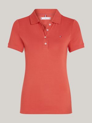 rood 1985 collection slim fit polo met geborduurde vlag voor dames - tommy hilfiger