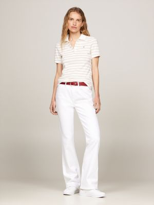 wit gestreepte slim fit polo voor dames - tommy hilfiger