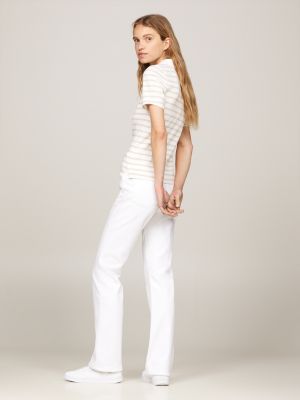 Gestreiftes Slim Fit Poloshirt | Weiß | Tommy Hilfiger