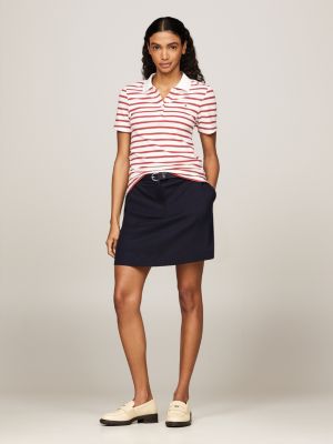 wit gestreepte slim fit polo voor dames - tommy hilfiger