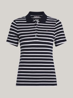 blauw gestreepte slim fit polo voor dames - tommy hilfiger