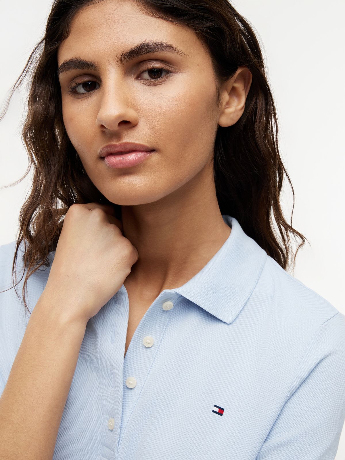 1985 Slim Pique Mini Polo Dress — Blue