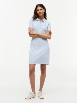 vestido tipo polo mini slim de piqué 1985 blue de mujeres tommy hilfiger