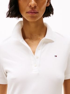 robe polo courte 1985 collection blanc pour femmes tommy hilfiger