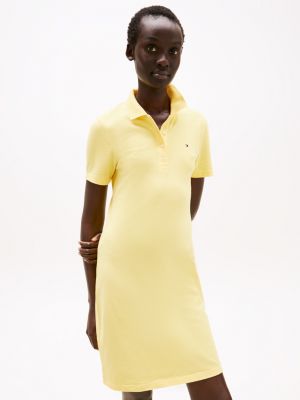 robe polo courte 1985 collection jaune pour femmes tommy hilfiger