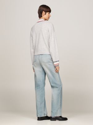 grey mock turtleneck jumper with cashmere for women tommy hilfiger