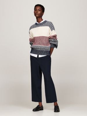 pullover relaxed fit con intarsio blu da donne tommy hilfiger