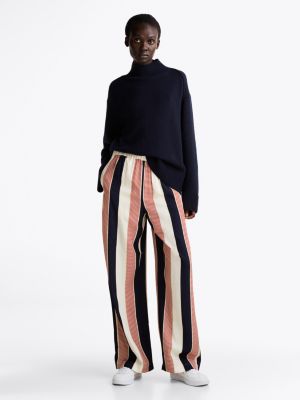 pantalon décontracté global stripe beige pour femmes tommy hilfiger