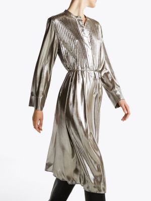 goud th x festive midi party-jurk voor dames - tommy hilfiger