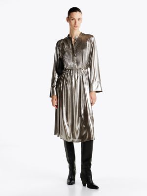 gold th x festive midi party dress for women tommy hilfiger