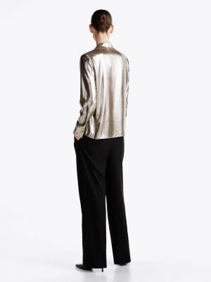 gold th x festive pleated shirt for women tommy hilfiger