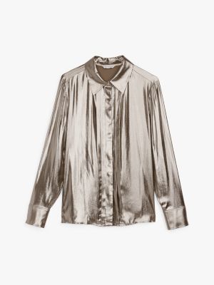 gold th x festive pleated shirt for women tommy hilfiger