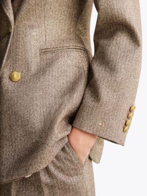 blazer croisé ajusté th x festive métallisé beige pour femmes tommy hilfiger