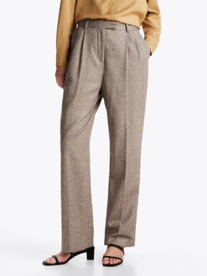 beige th x festive relaxed fit hose mit metallic-finish für damen - tommy hilfiger