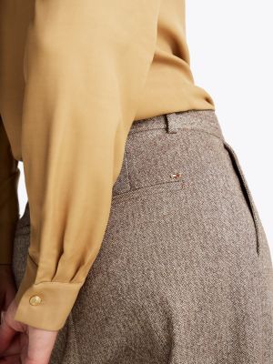 beige th x festive relaxed fit hose mit metallic-finish für damen - tommy hilfiger