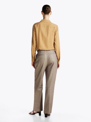 beige th x festive relaxed fit hose mit metallic-finish für damen - tommy hilfiger