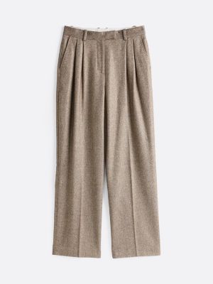 beige th x festive relaxed fit hose mit metallic-finish für damen - tommy hilfiger