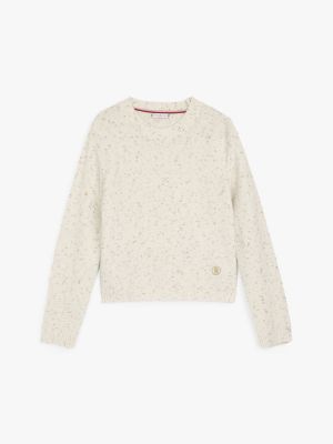 yellow th x festive metallic crew neck jumper for women tommy hilfiger