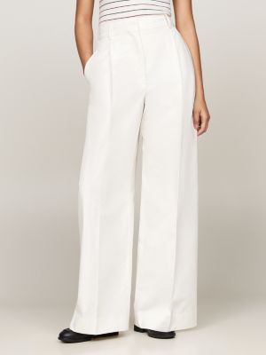 white crest pressed wide leg chinos for women tommy hilfiger