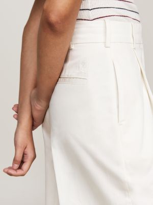 white crest pressed wide leg chinos for women tommy hilfiger