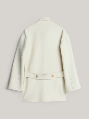 beige crest peacoat with cashmere for women tommy hilfiger