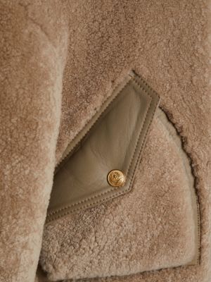 beige crest shearling relaxed coach jacket for women tommy hilfiger