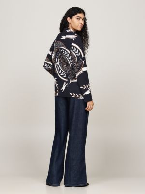 blue crest print relaxed fit shirt for women tommy hilfiger