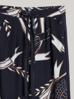 blau relaxed fit hose mit wappen-print für damen - tommy hilfiger